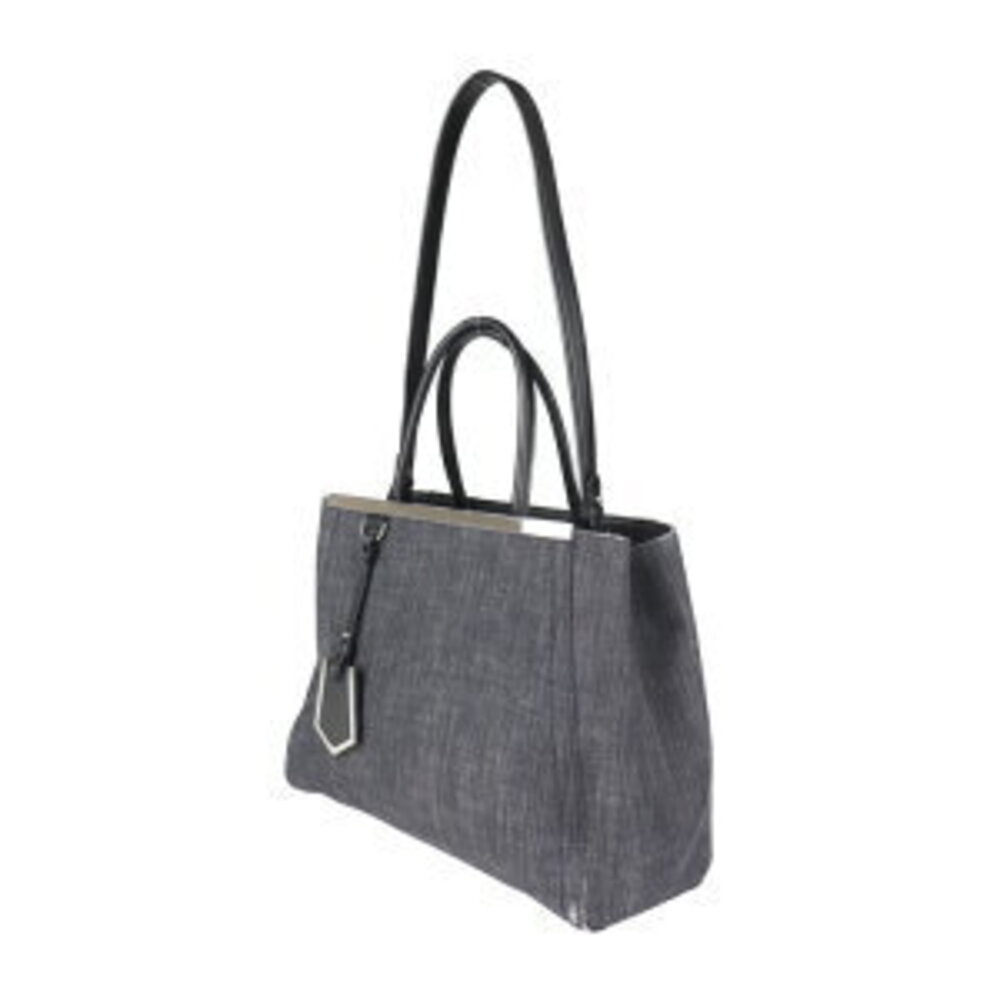 Fendi Canvas Denim Handbag Navy Toujours Blue Leather